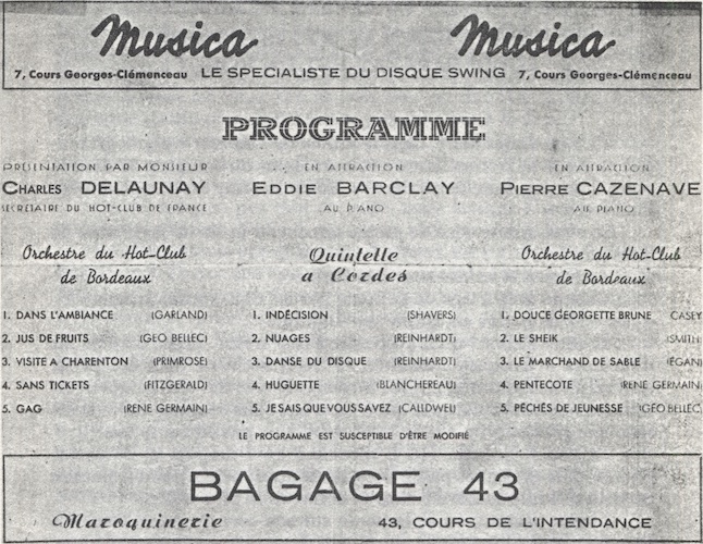 Festival swing au Trianon, Bordeaux juillet 1942